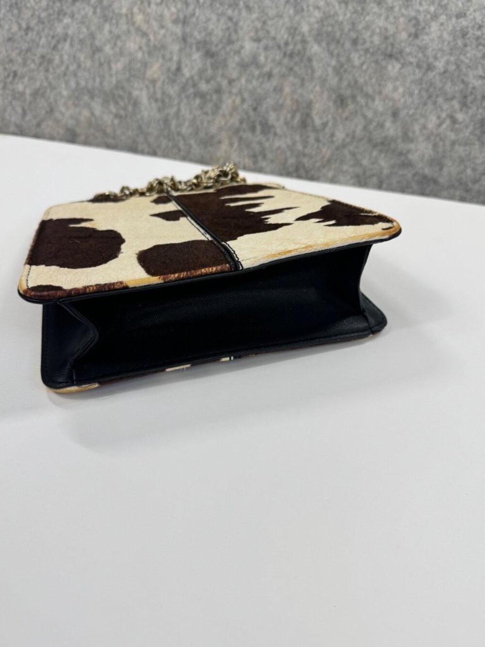Topshop Cow Print Leather Purse Bag Small Sian Chain Strap - Picture 4 of 13